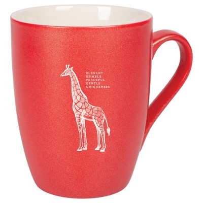 Elanze Designs 10 Ounce Ceramic Decorative Laser Engraved Giftable Novelty Tea Coffee Cup Mug Crimson Red Giraffe Elegant Humble Peaceful Gentle