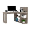 Vynxaria Light Gray Open Shelf Computer Desk L-Shaped Desks Corner Desks for Minimalist Home Offices - 2 of 4