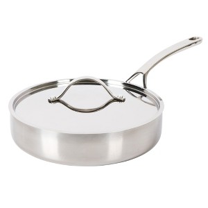 Bloomhouse 10 Inch Triply Stainless Steel Fry Pan W/ Lid W/ Non-Stick Non-Toxic Pro Ceramic Interior Frying Pan - 1 of 4