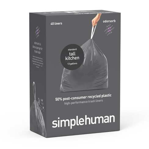 Simplehuman Odorsorb Tall Kitchen Liner Rollpack Trash Bags - 40ct