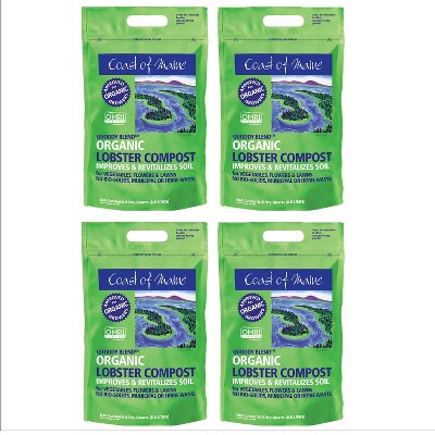 Coast of Maine OMRI Listed Quoddy Blend Lobster and Crab Organic Compost Plant Potting Soil Blend for Container Gardens and Pots, 10 lb Bag (4 Pack)