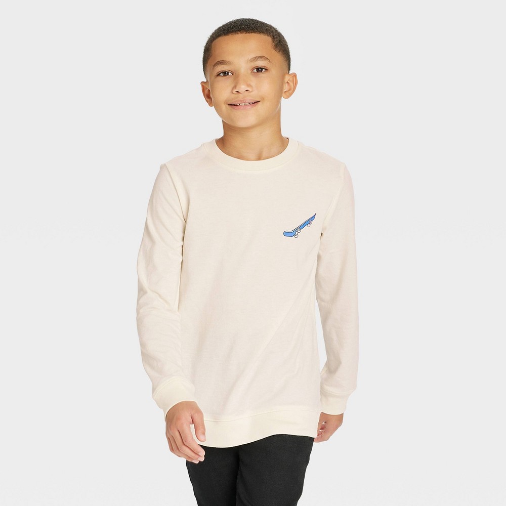 Boys' Interactive Long Sleeve Graphic T-Shirt - Cat & Jack Cream XS, Ivory