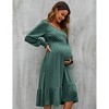 Clearlove Women's Maternity Dress Ruffle Long Sleeve Pregnancy Clothes - 2 of 4