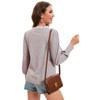 Womens Tops with Lace Trim Neckline Long Sleeve Front Button Ribbed Knit Tops Vintage Tops Pullover Sweater Babydoll Tops,Light Brown - 2XL - 2 of 4