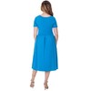 24seven Comfort Apparel Midi Dress with Short Sleeves and Pocket Detail - 3 of 4