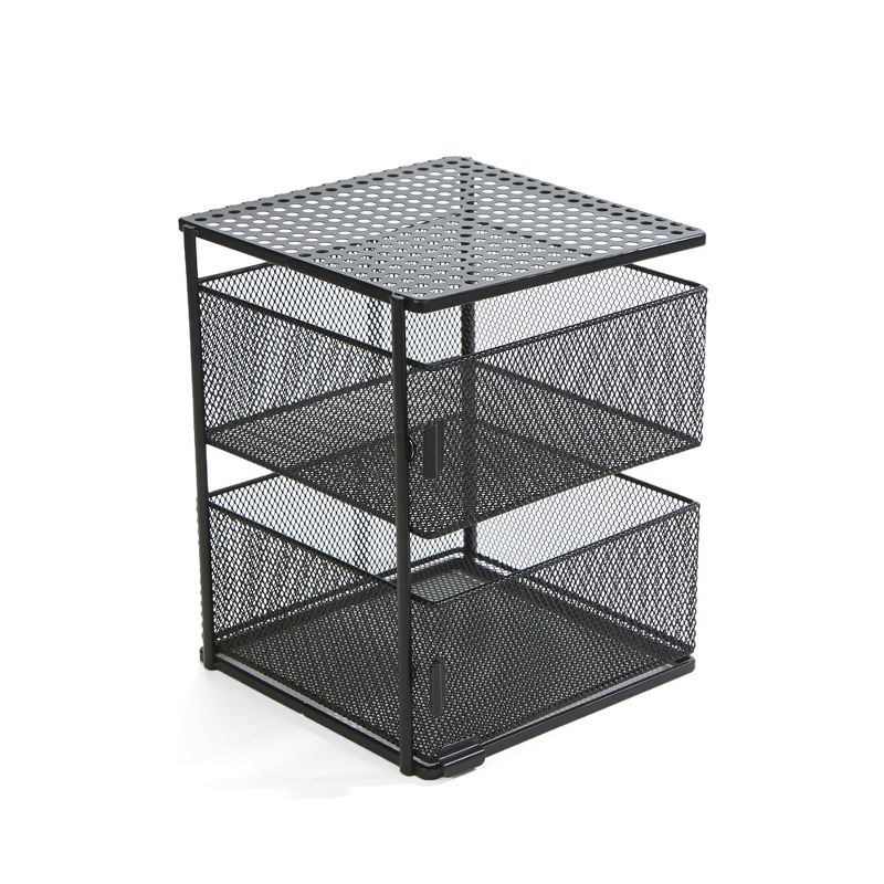MIND READER Metal Mesh Magnetic Organizer [2 TIER] Slide Out Basket Drawer For Kitchen, Bathroom, Office Desk (BLACK), 1 of 15