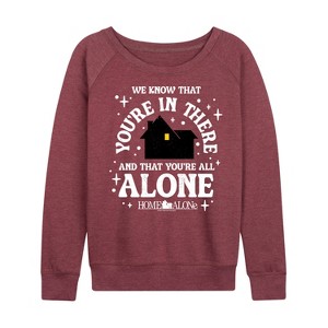 Women's - Home Alone - We Know Youre In There Lightweight French Terry Wide Neck Long Sleeve Shirt - 1 of 4