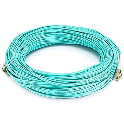 Monoprice Fiber Optic Cable - 40 Meter - Aqua | LC to LC, OM3, 50/125 Type, Multi Mode, 10Gb, Duplex