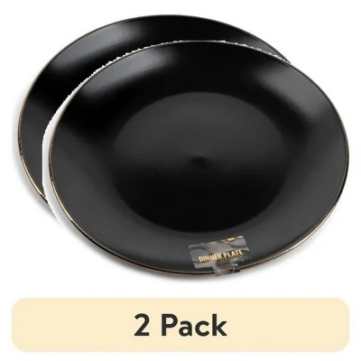 LunaLulinlk (2 pack) Stoneware Dinner Plate, Black Onyx Collection