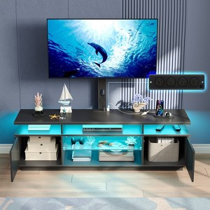 Greenstell 51/59 inch Modern TV stand for TVs, living room entertainment center with LED lights and charging station, swivel and height adjustable - 1 of 4
