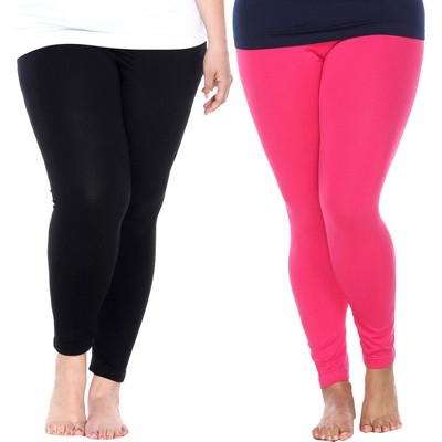 Women's Pack of 2 Solid Leggings - One Size Fits Most - White Mark