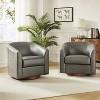 Set of 2 Jessie 30.5 Wide Modern Swivel Barrel Faux Leather Chair with Solid Wood Base|ART OF LIVING DESIGNS - 2 of 4
