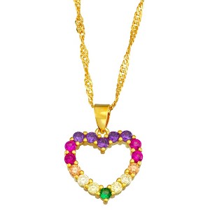 Junior Jewels 14K Gold Over Sterling Silver Children's Multi Color Cz Heart Pendant - 1 of 2