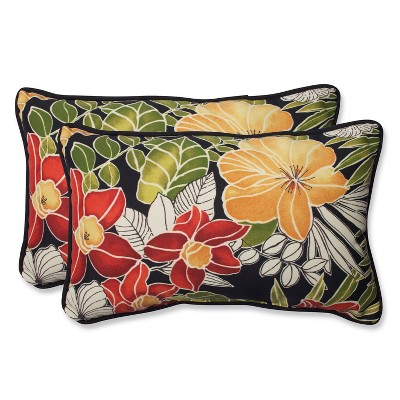 2pc Clemens Noir Outdoor Throw Pillows Black - Pillow Perfect