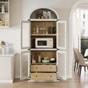 TROPOW Arched Kitchen Cabinet with Doors 71.4in Tall Wood Bookcase with 2 Drawers Farmhouse Kitchen Cupboard Storage Cabinet for Study Room - 4 of 4