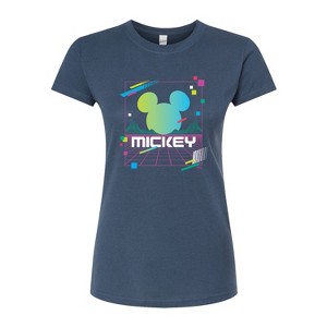 Women's - Disney - Mickey Vaporwave Sunset Fitted Graphic T-Shirt - 1 of 3