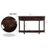 Lyngins Retro Curved Console Table – 2 Real Middle Drawers + Bottom Shelf, 52" Circular Half Moon Sofa Table with Roman Legs,Solid Wood Entryway Table - 3 of 4