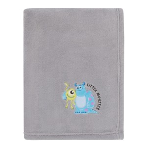NoJo Disney Monsters, Inc. Cutest Little Monster Gray, Turquoise, and Green, Sully, and Mike Super Soft Appliqued Baby Blanket - 1 of 4