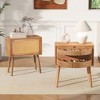 KWPZQEB Modern Nightstands, Rattan Bed Side Table with Rotating Hidden Compartment & Wood Legs for Bedroom, Living Room - 3 of 4