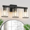 DORESshop 18 in. Industrial 3-Light Matte Black Farmhouse Bathroom Vanity Light with Clear Glass Shades - 4 of 4