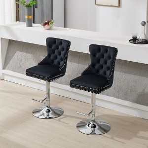 Sapphtopaz Set of 2 Swivel Bar Stools High Chairs with Tufted Back Adjusatble Height 27"-35" Barstools for Kitchen, Living Room - 1 of 4