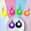 Fluorescent Large Retro Hoop Dangle Earrings - Lightweight 80s 90s Acrylic Circle & Cross Costume Earrings - 4 of 4