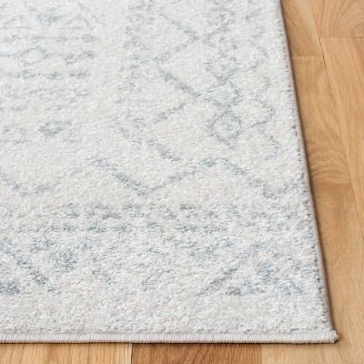 Ivory and Light Grey Hand-Knotted Boho-Chic Synthetic Area Rug