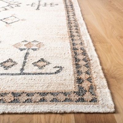 Handmade Ivory and Black Wool Flat Woven Area Rug, 3' x 5'