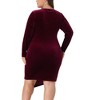 Agnes Orinda Women's Plus Size Velvet Faux Wrap V Neck Ruched Long Sleeve Party Cocktail Bodycon Dresses - 4 of 4