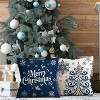 Christmas Pillow Covers 18x18 Blue Christmas Decorations Xmas Tree Snowflake Throw Pillow Covers Reindeer Set of 4 - 4 of 4