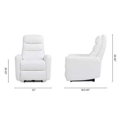 Chiffon White Power Recliner with Boucle Upholstery