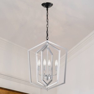 BAOURE 4 Light Chandelier,18.11 in Gold Lantern Light Fixtures with Farmhouse Metal Cage Adjustable Height for Dining Room Hallway Foyer - 1 of 4