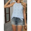 Clearlove Women's Summer Tops Casual Crewneck Sleeveless Shirts Lightweight Crochet Knit Texture Tank Top,Light Blue,XXL - 2 of 4