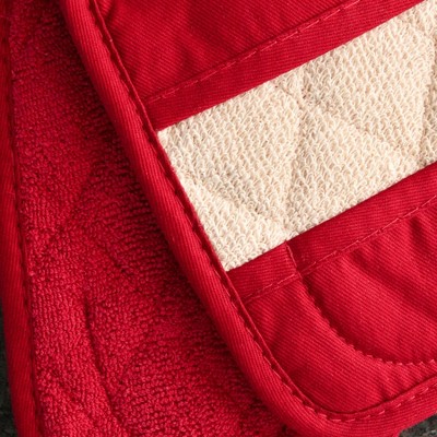 Paprika Red Cotton Canvas Pot Holder Set