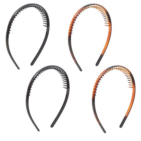 Glamlily 4 Pack Plastic Headbands With Teeth Comb, Hair Accessories For  Women, Brown & Black : Target