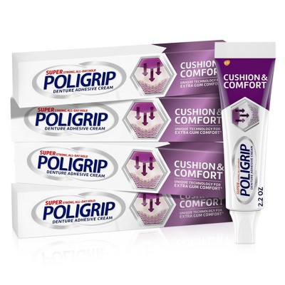Poligrip Cushion & Comfort Denture Fixative - 4pk/2.2oz