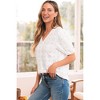 Amaryllis Women’s Eyelet Embroidered V-Neck Puff Sleeve Blouse Button-Front Detail Lightweight Summer Top- X Large ,White - 2 of 4