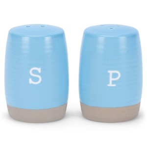 Nat & Jules Raw Bottom Ice Blue 3 x 2 Ceramic Salt and Pepper Shaker 2 Piece Set - 1 of 4
