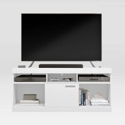 Modern White Compressed Wood 68'' Media Console with Cabinet