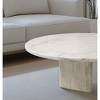 NicBex Natural Marble Small Coffee Table, Genuine Marble Round End Table, Stone Side Table for Living Room,17.7" Nightstand with Semi-Polished Surface - 3 of 4
