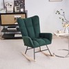 NicBex Teddy Fabric Glider Rocking Chair,Upholstered Nursery Rocking Chairs,Modern Rocking Chairs,Nursing Chair for Living Room,Bedroom,Emerald - 2 of 4