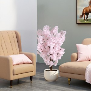 KTMBDW Artificial Cherry Blossom Branches Decor Fake Trees 43" Silk Faux Trees for Decoration Home Wedding Bedroom Party(Pink) - 1 of 4