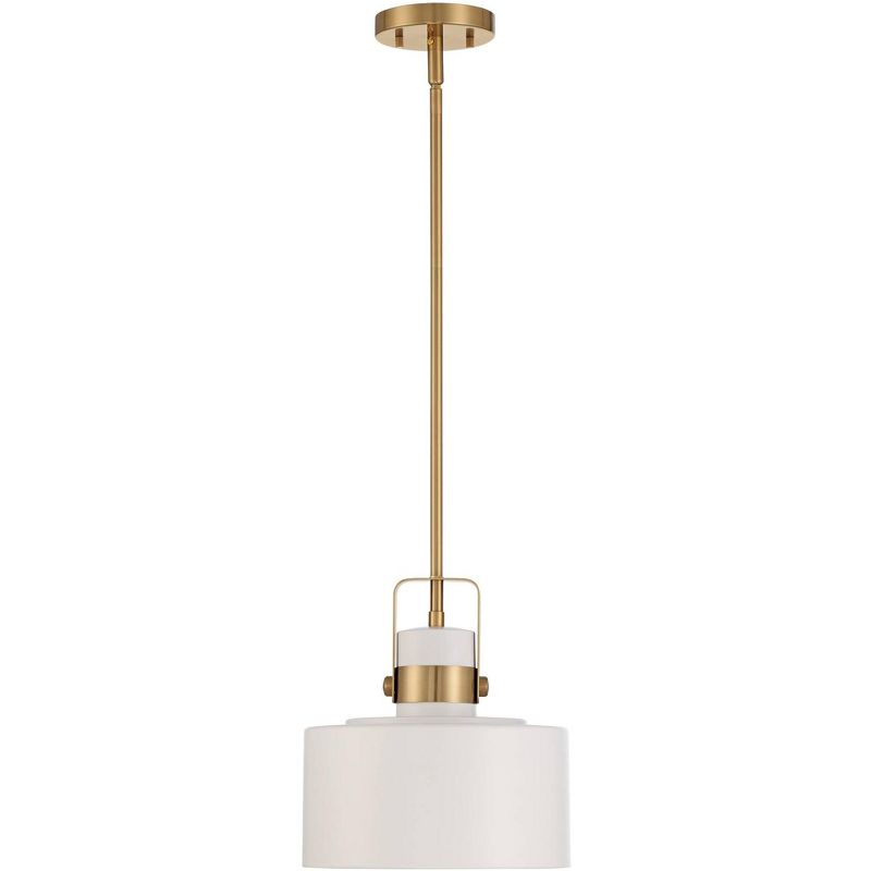 Soft Gold Mini Pendant Lighting 10" Wide Modern Matte White Drum Shade Fixture for Dining Room Home Foyer Kitchen Entryway Bedroom, 5 of 10