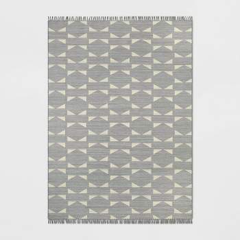 Positive Negative Geo Tapestry Rectangular Woven Outdoor Area Rug Gray - Threshold™