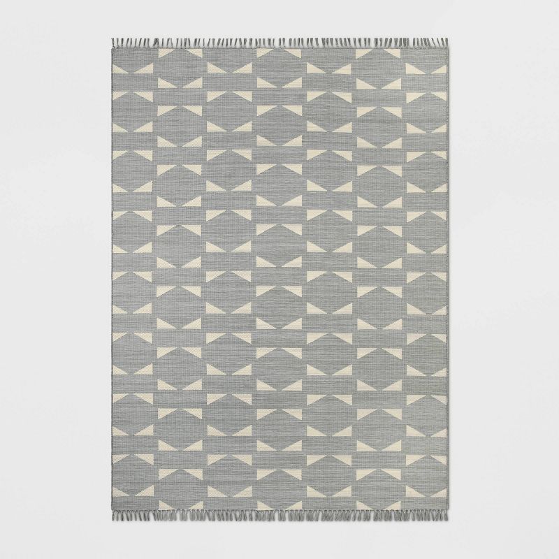 Positive Negative Geo Tapestry Rectangular Woven Outdoor Area Rug Gray - Threshold™, 1 of 6