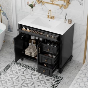 TIRAMISUBEST 36" Bathroom Vanity with Sink, Free Standing Cabinet with A Long Flip-Out Drawer & 2 Soft-Close Doors - 1 of 4