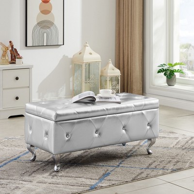 NicBex Storage Bench Ottoman with Storage Flip Top Safety Hinge Bed End Stool for Bedroom and Entryway