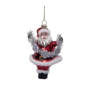 Season's Designs Christmas 5.5" Santa W/Snowflk Garland Molded Glas - 1 of 1