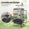 Large Metal Parrot Cage for Birds, Heavy-Duty Aviary with Acrylic Door, Perches, Stainless Steel Bowls & 360¡ã Wheels, Secure 64.4" Tall Pet Bird Cage - 3 of 4