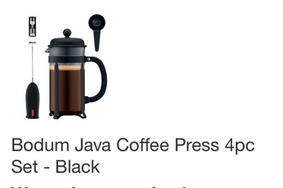 Bodum Java Coffee Press 4pc Set - Black : Target